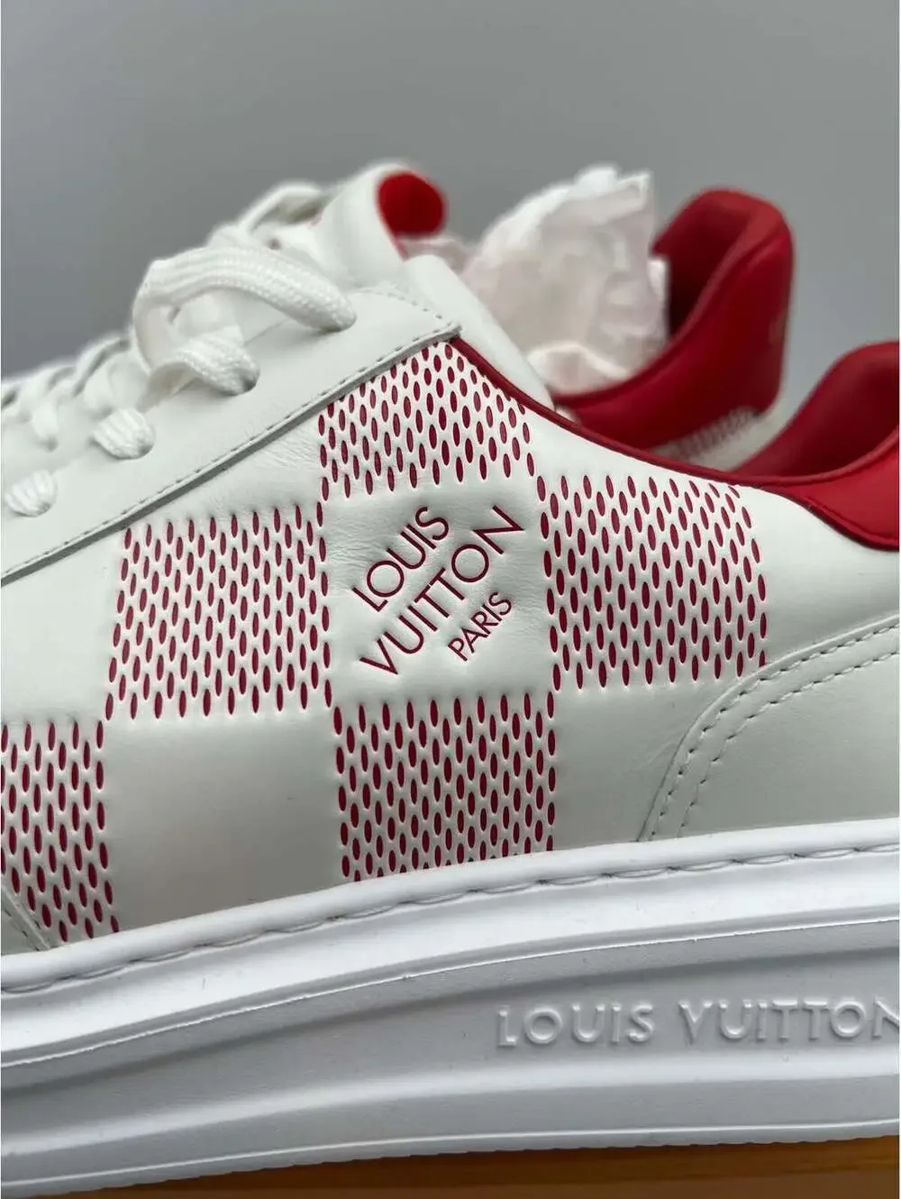 Louis Vuitton LV Trainer Sneakers White Red Size 44